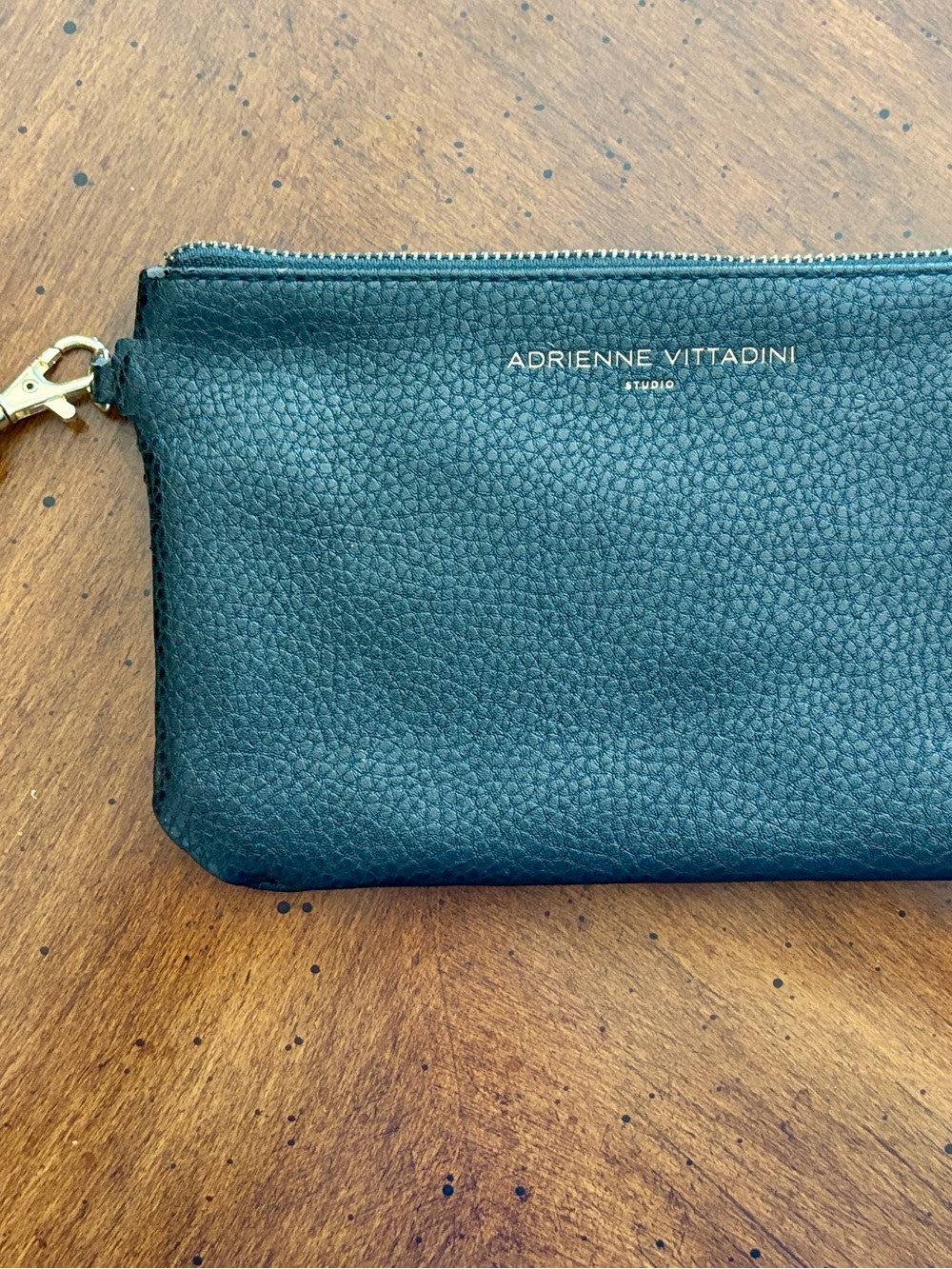 Adrienne Vittadini Black Pebbled Leather Wristlet with phone charger